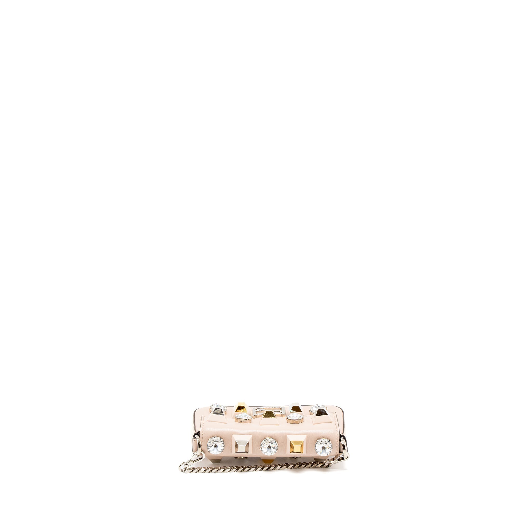 FENDI MINI FLAP CLUTCH WITH CHAIN LAMBSKIN LIGHT PINK SHW