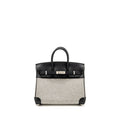 HERMES BIRKIN 25 TOILE H CANVAS/SWIFT LEATHER ECRU-NOIR/NOIR SHW