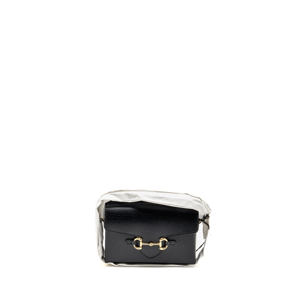 GUCCI 1955 HORSEBIT CROSSBODY BAG CALFSKIN BLACK GHW