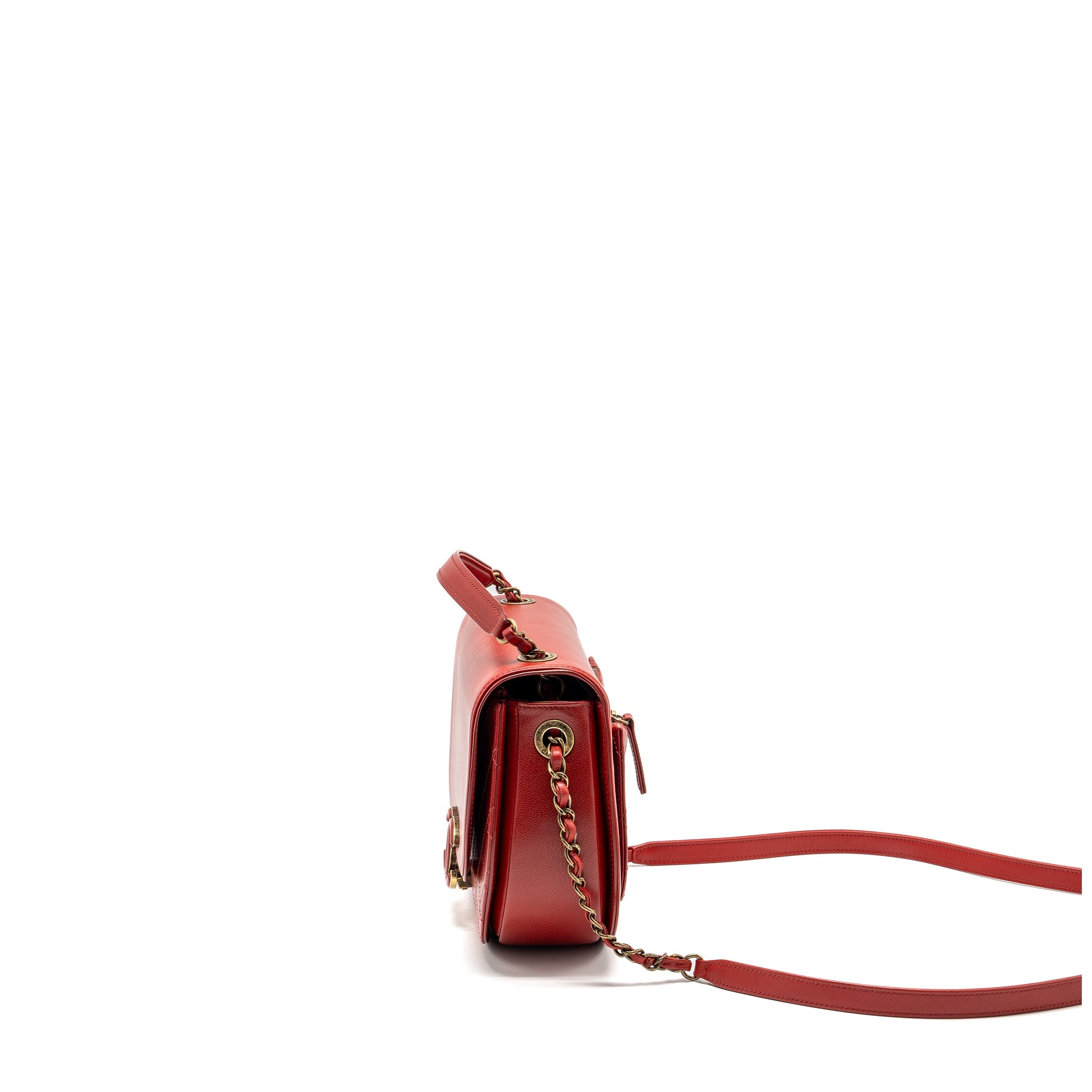 CHANEL MEDIUM COCO CURVE FLAP BAG CALFSKIN RED GHW