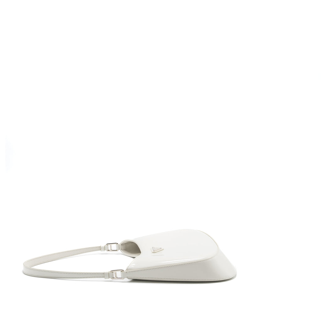 PRADA CLEO SHOULDER BAG BRUSHED LEATHER WHITE SHW