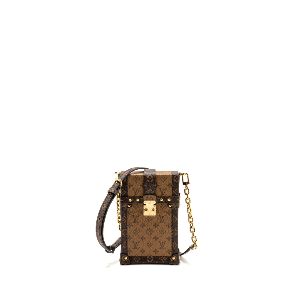 LOUIS VUITTON VERTICAL TRUNK POCHETTE WITH CHAIN MONOGRAM REVERSE CANVAS GHW