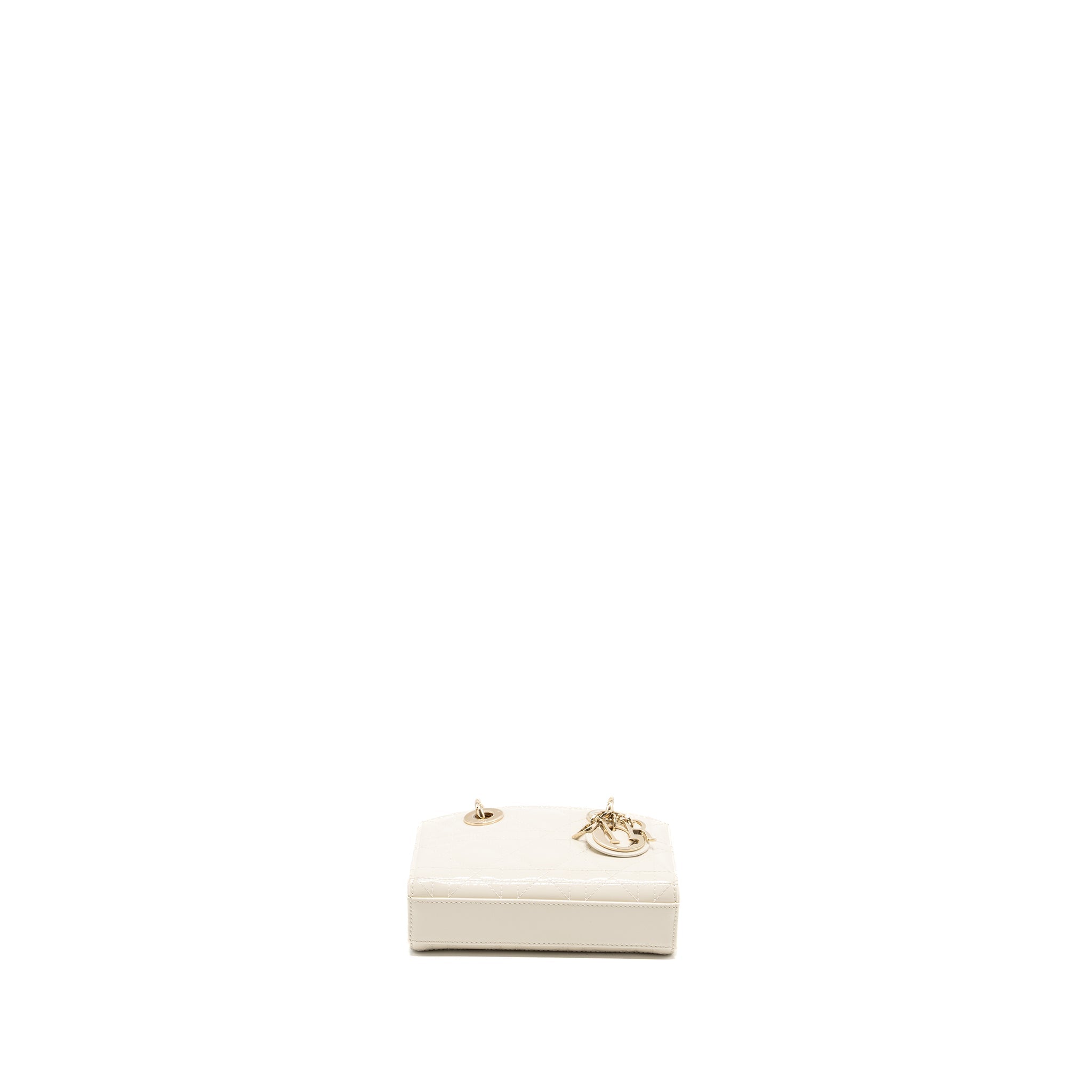 DIOR LADY D-JOY MICRO BAG PATENT CREAMY WHITE LGHW