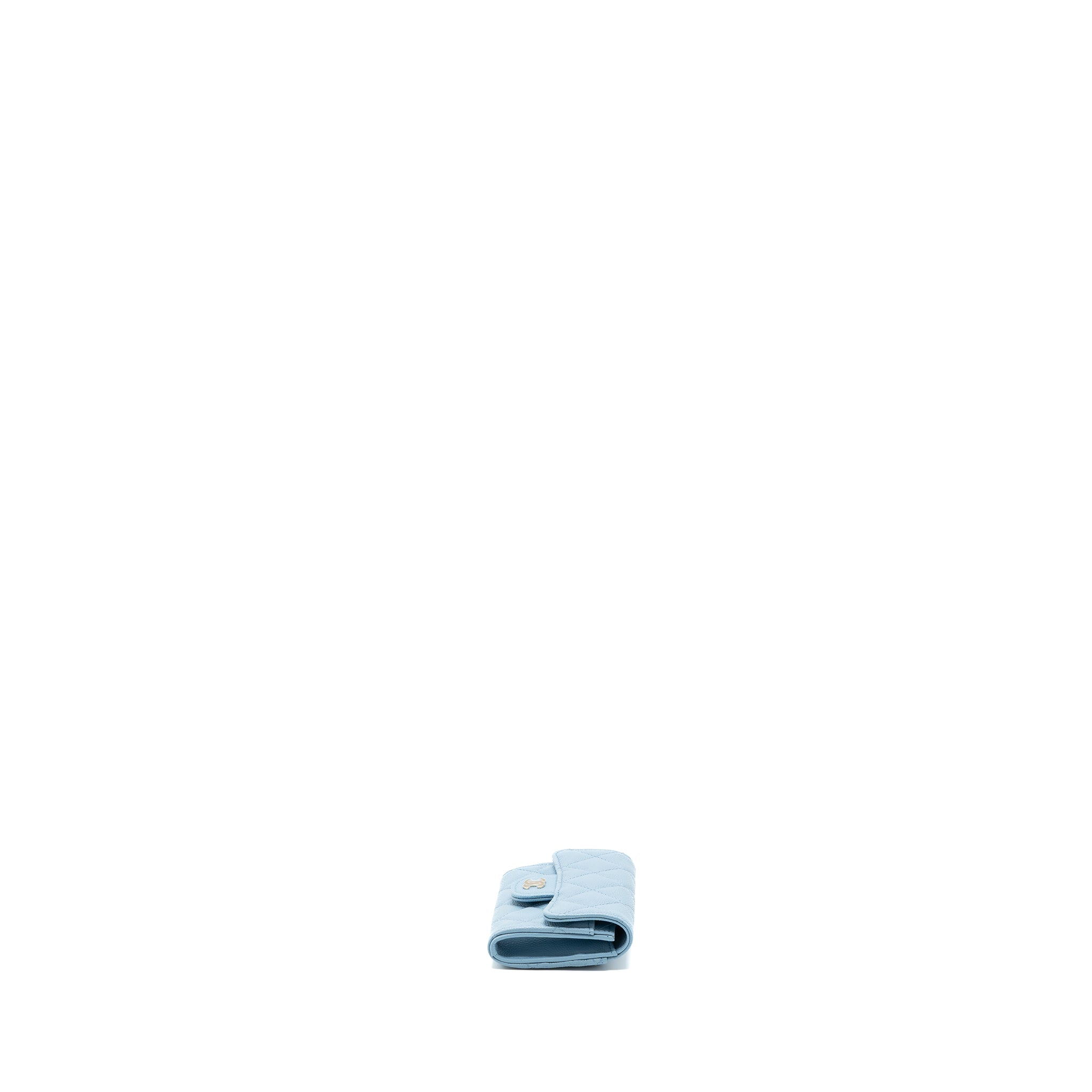 CHANEL CLASSIC FLAP CARD HOLDER CAVIAR BLUE LGHW