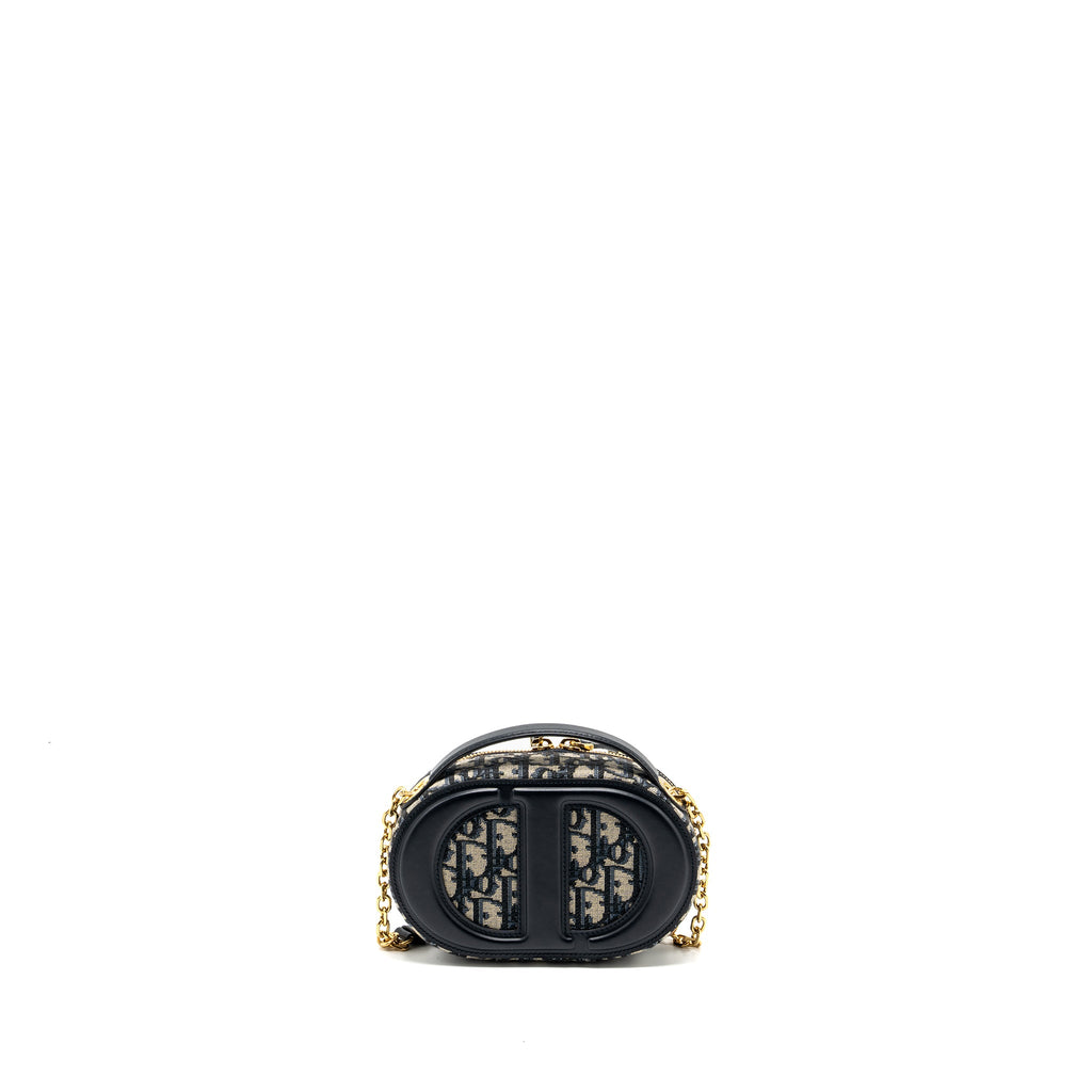 DIOR CD SIGNATURE OVAL CAMERA VAG DIOR OBLIQUE JACQUARD BLUE GHW