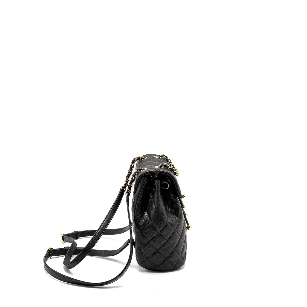 CHANEL 23S QUILTED MINI BACKPACK CAVIAR BLACK LGHW (MICROCHIP)