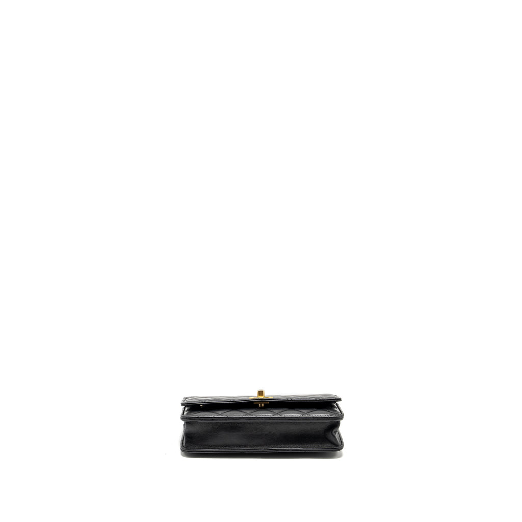CHANEL 23A LION CHARMS WALLET ON CHAIN LAMBSKIN BLACK GHW (MICROCHIP)