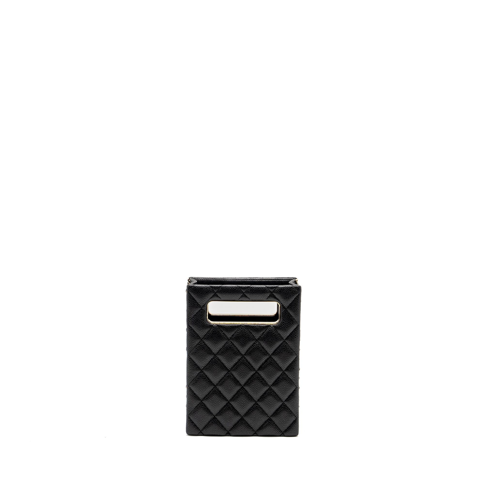 CHANEL QUILTED EVENING BOX BAG CAVIAR BLACK LGHW (MICROCHIP)