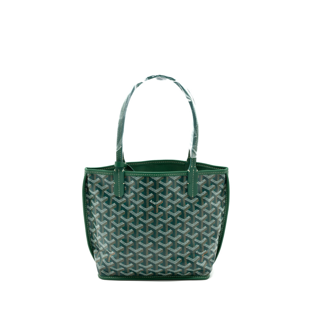 GOYARD MINI ANJOU TOTE BAG CANVAS / CALFSKIN GREEN SHW