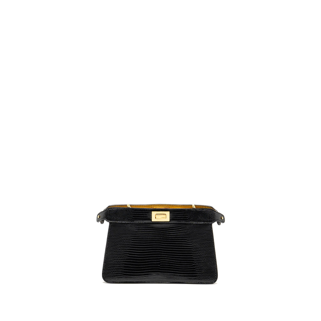 FENDI PEEKABOO I SEE YOU BAG LIZARD BLACK GHW