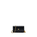 CHANEL PEARL CRUSH MINI FLAP WALLET WITH CHAIN LAMBSKIN BLACK GHW (MICROCHIP)