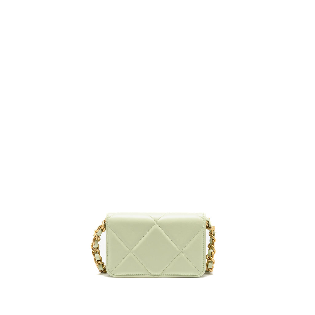CHANEL 19 MINI CLUTCH WITH CHAIN LAMBSKIN LIGHT GREEN MULTICOLOUR HARDWARE
