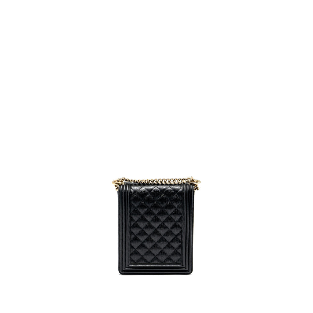 CHANEL NORTH SOUTH BOY BAG CAVIAR BLACK LGHW