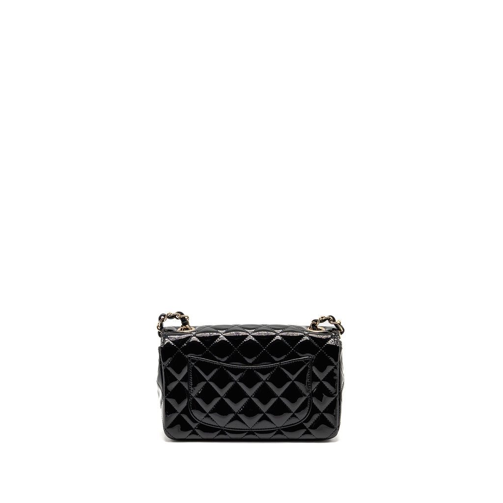 CHANEL MINI RECTANGULAR FLAP BAG PATENT LEATHER BLACK LGHW