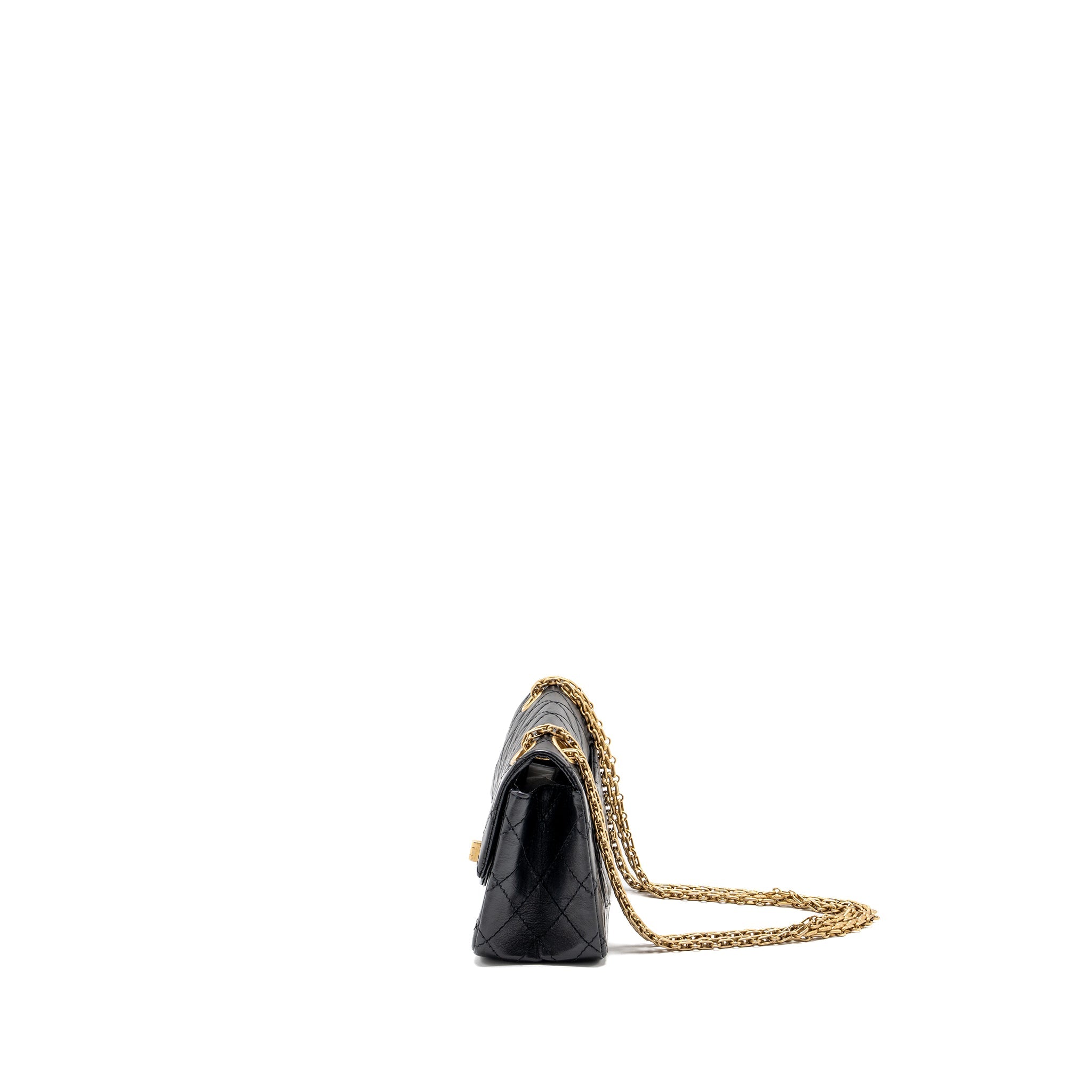 CHANEL MINI 2.55 REISSUE FLAP BAG AGED CALFSKIN BLACK GHW