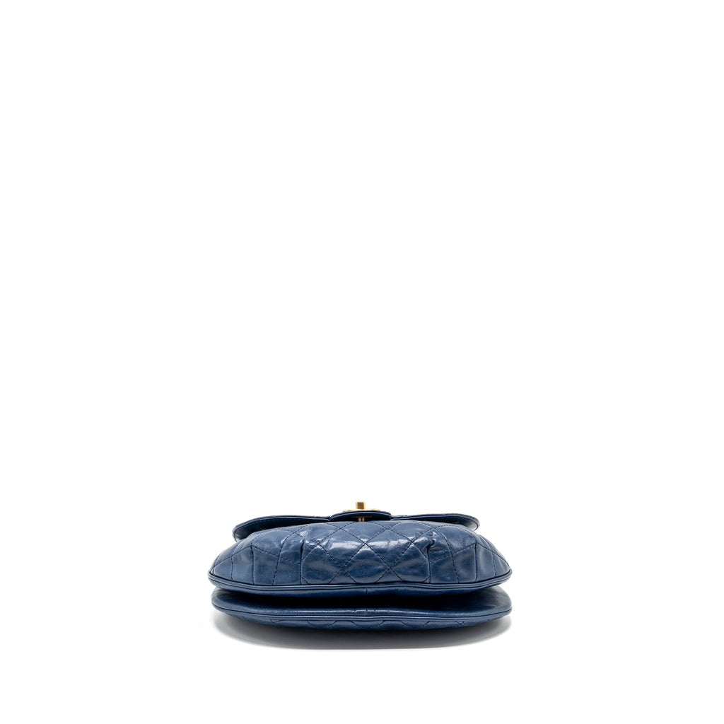 CHANEL QUILTED LARGE FLAP BAG CALFSKIN BLUE GHW