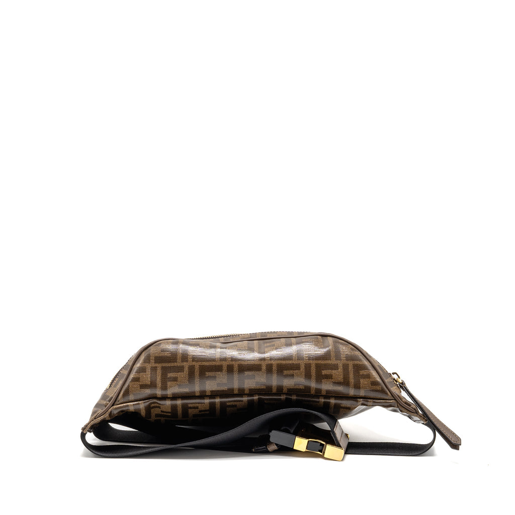 FENDI ROMA FENDI WAIST BAG FF CANVAS BROWN GHW