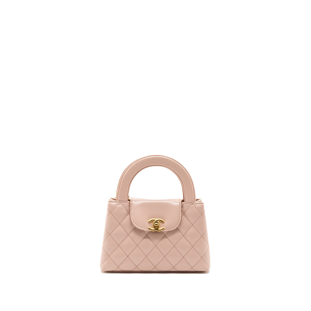 CHANEL 23K MINI SHOPPING BAG CALFSKIN LIGHT PINK  BRUSHED GHW(MICROCHIP)