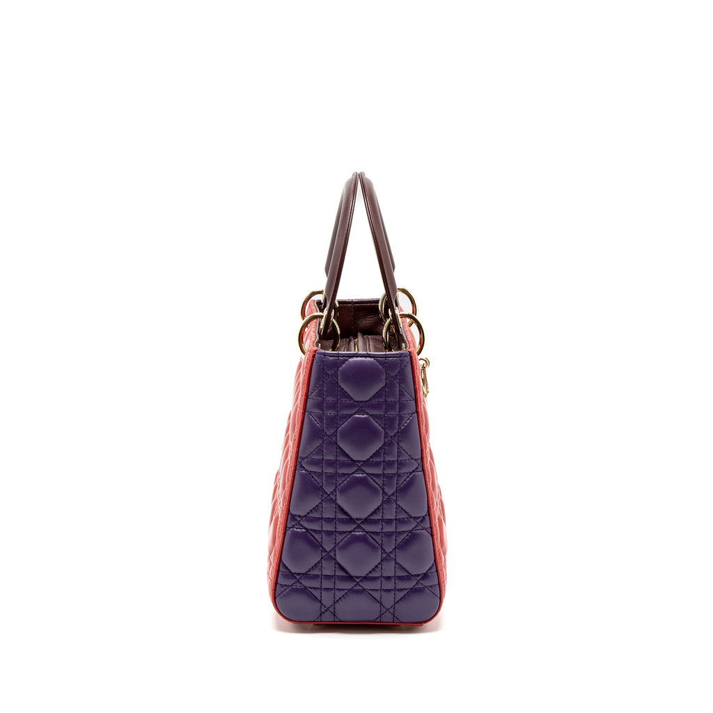 DIOR MEDIUM LADY DIOR BAG LAMBSKIN RED/MULTICOLOUR LGHW