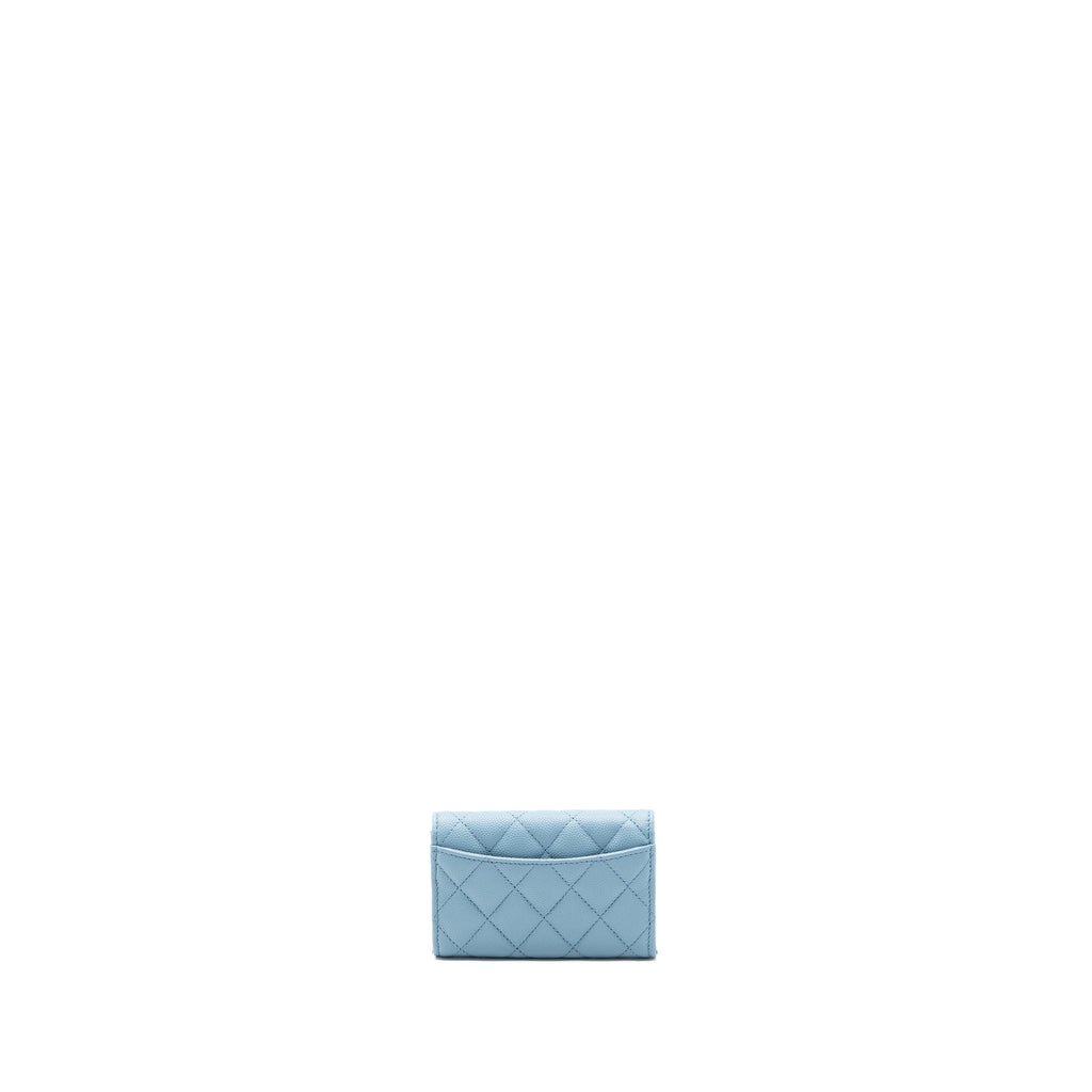 CHANEL CLASSIC FLAP CARD HOLDER CAVIAR BLUE LGHW