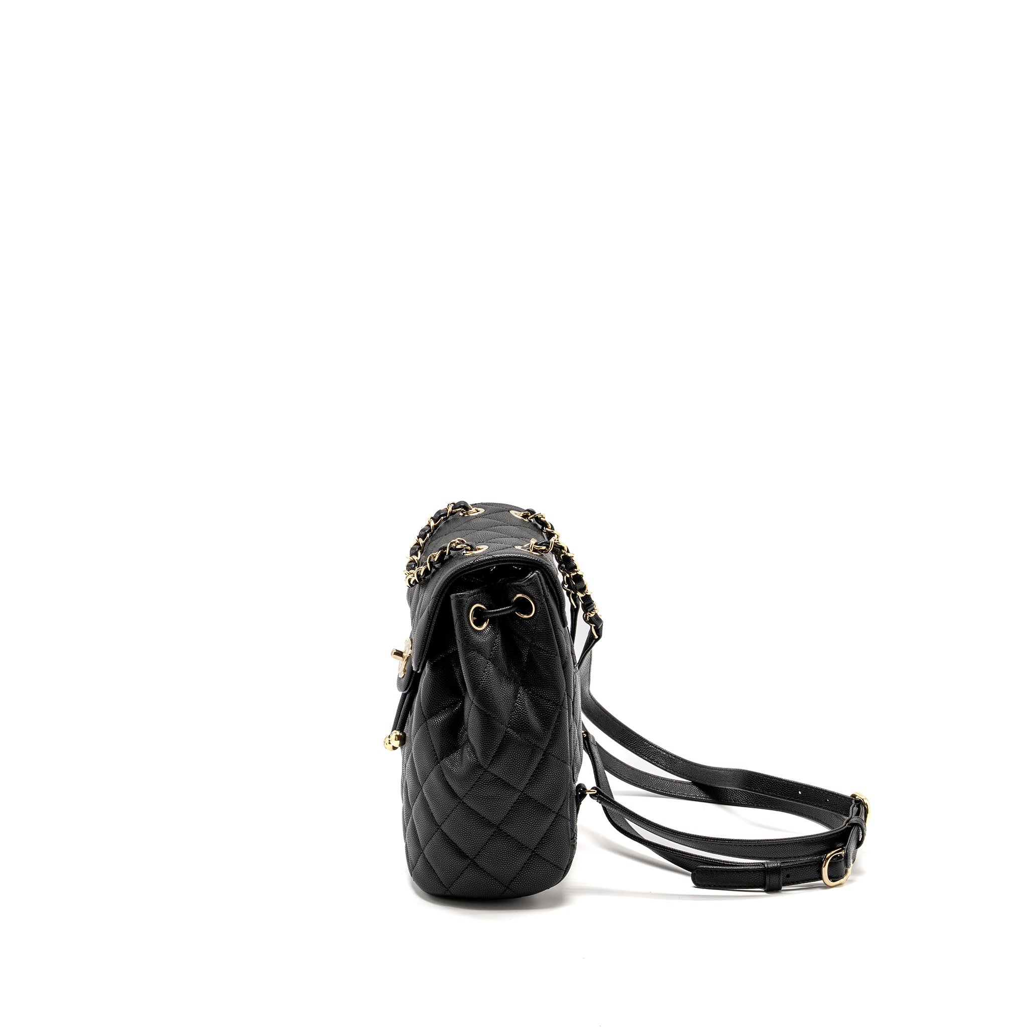 CHANEL 23S QUILTED MINI BACKPACK CAVIAR BLACK LGHW (MICROCHIP)