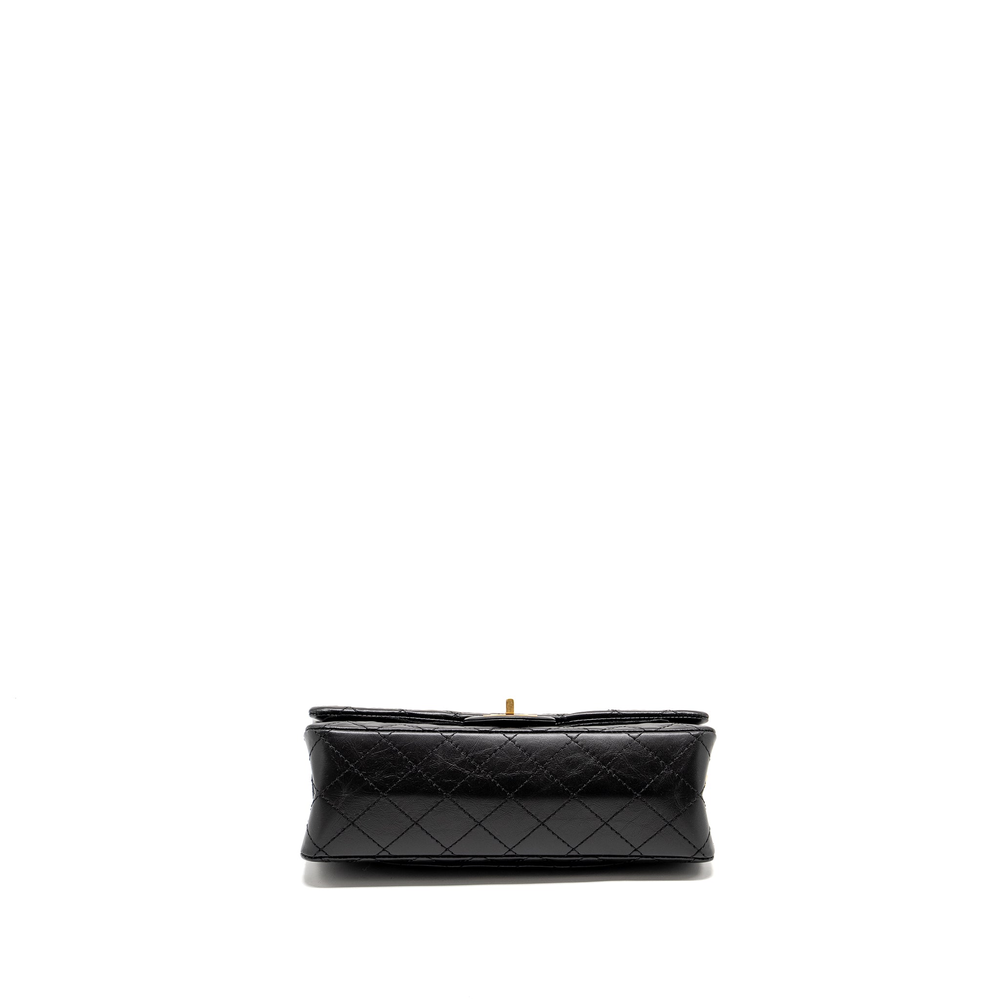 CHANEL SMALL 2.55 REISSUE DOUBLE FLAP BAG AGED CALFSKIN BLACK GHW (MICROCHIP)