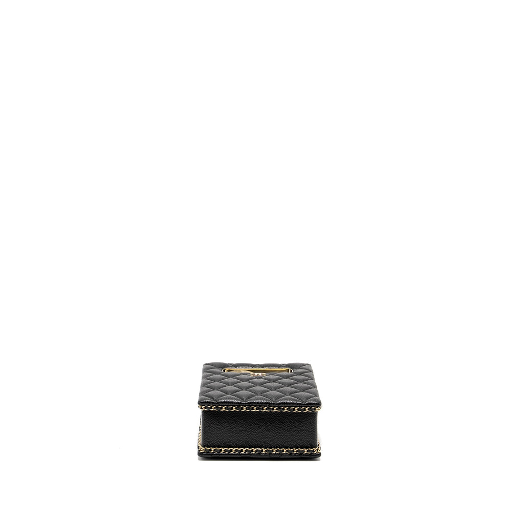 CHANEL QUILTED EVENING BOX BAG CAVIAR BLACK LGHW (MICROCHIP)