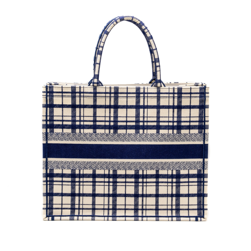 DIOR LARGE BOOK TOTE LINEN BLUE CANVAS
