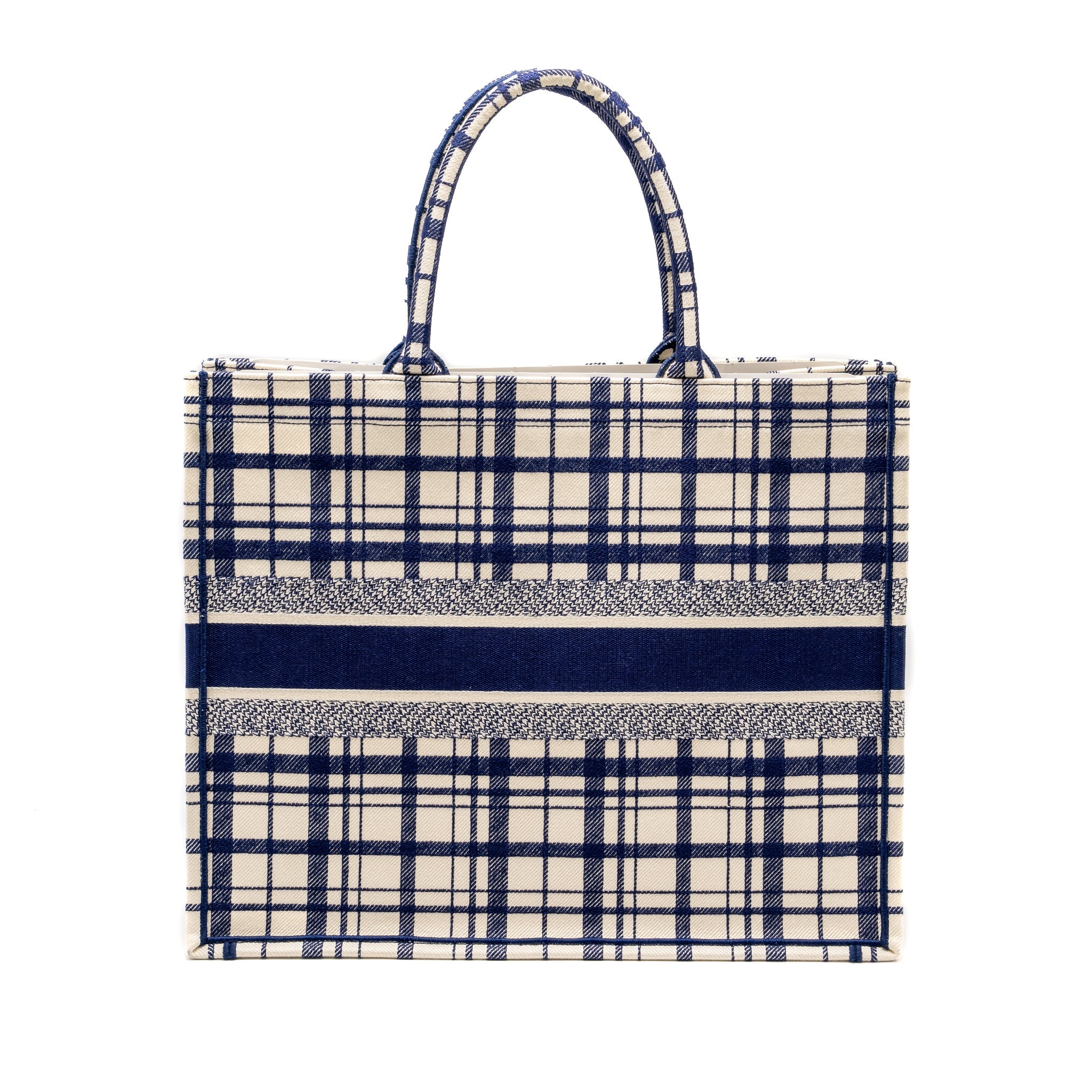 DIOR LARGE BOOK TOTE LINEN BLUE CANVAS