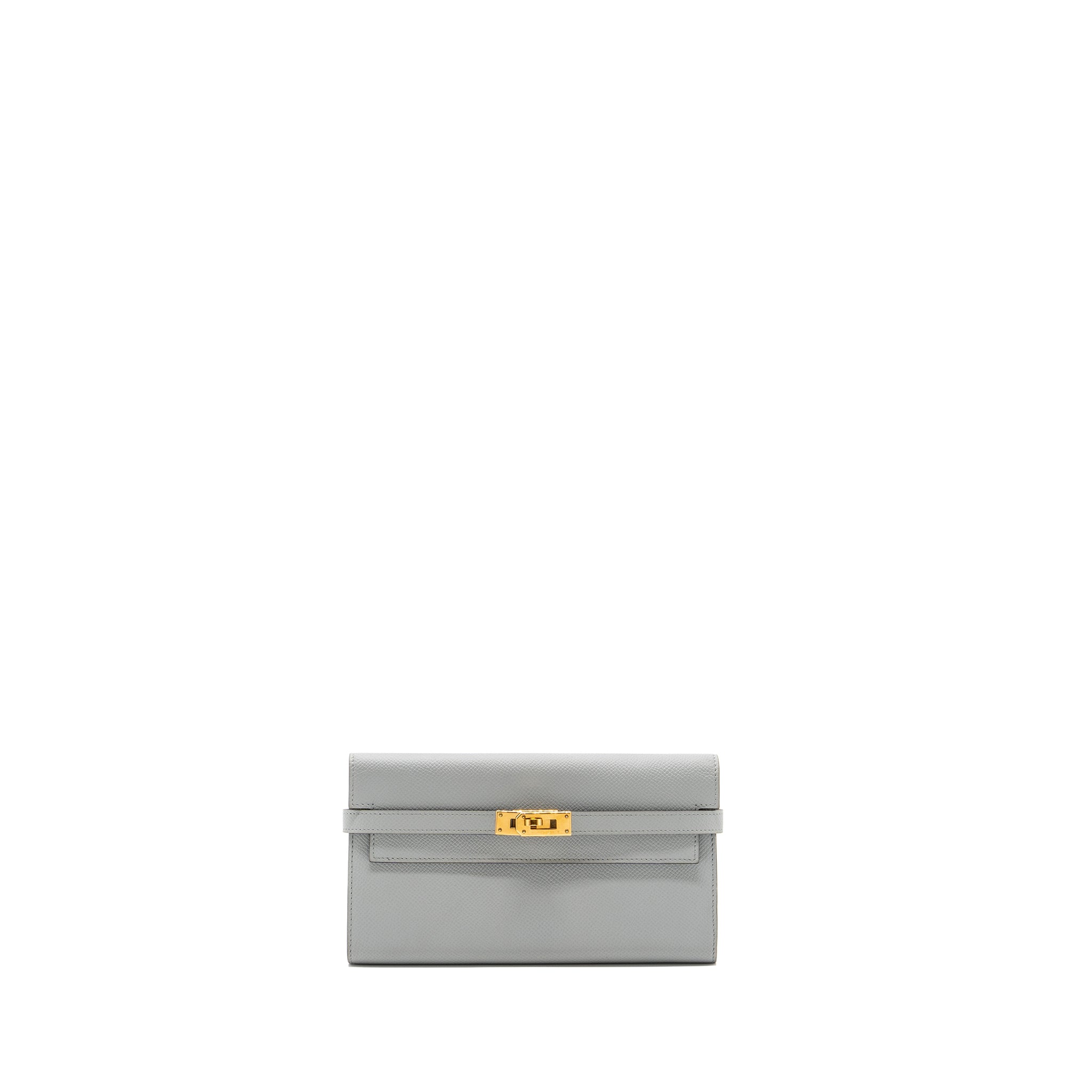HERMES KELLY CLASSIC LONG WALLET EPSOM 8U BLEU GLACIER GHW