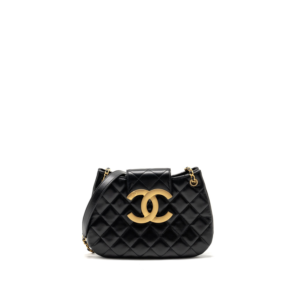CHANEL 24C QUILTED SMALL MESSENGER BAG BLACK LAMBSKIN GHW (MICROCHIP)