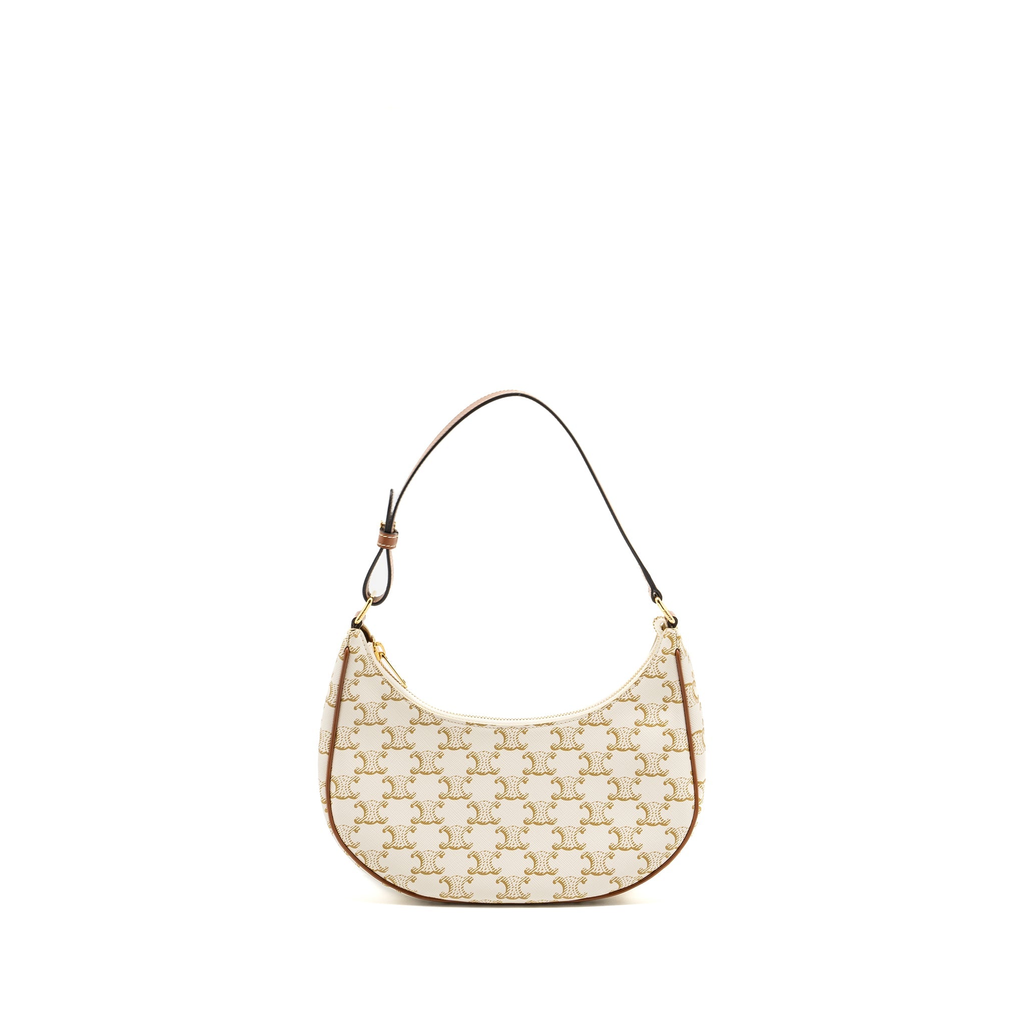 CELINE AVA BAG TRIOMPHE CANVAS/CALFSKIN WHITE/BROWN GHW