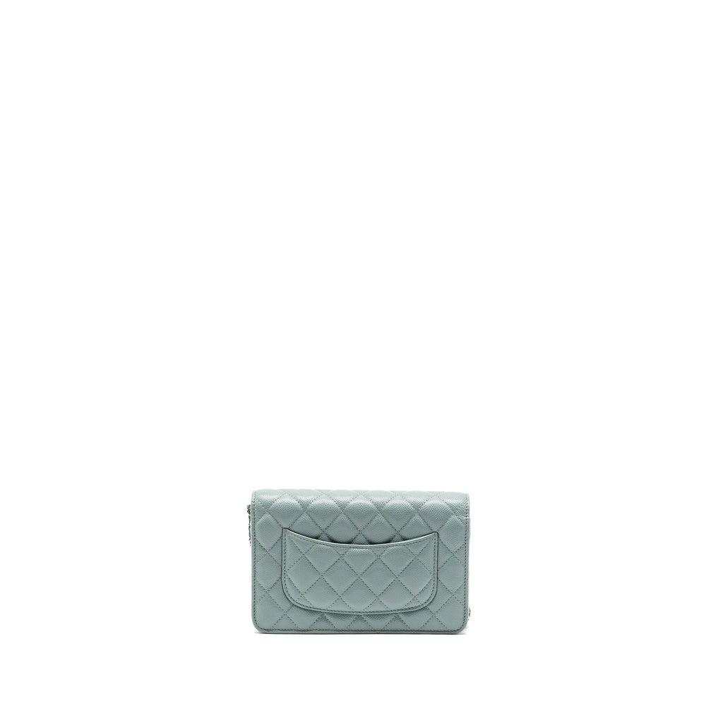 CHANEL CLASSIC WALLET ON CHAIN CAVIAR LIGHT BLUE SHW