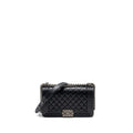 CHANEL MEDIUM BOY BAG CAVIAR BLACK RUTHENIUM SHW