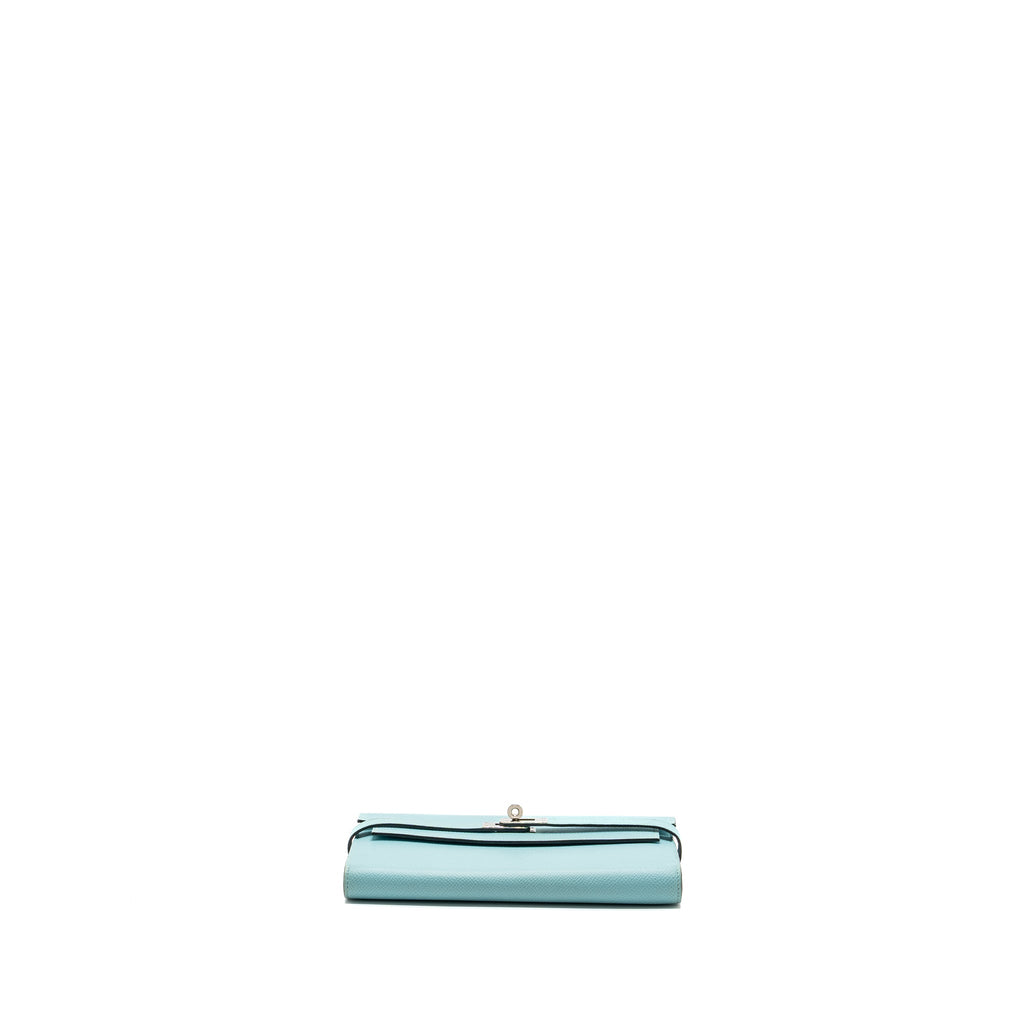 HERMES KELLY LONG WALLET EPSOM LIGHT BLUE SHW