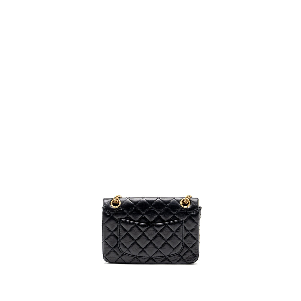 CHANEL MINI 2.55 REISSUE FLAP BAG AGED CALFSKIN BLACK GHW