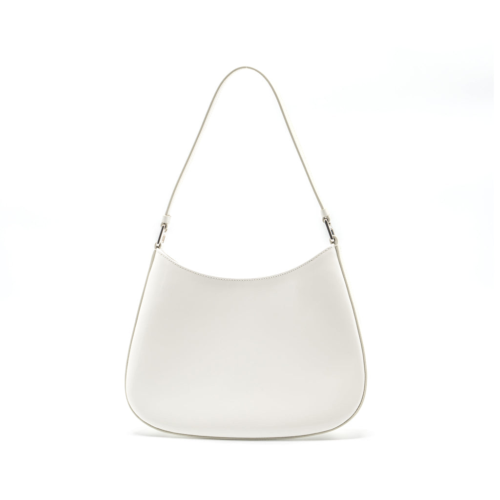 PRADA CLEO SHOULDER BAG BRUSHED LEATHER WHITE SHW