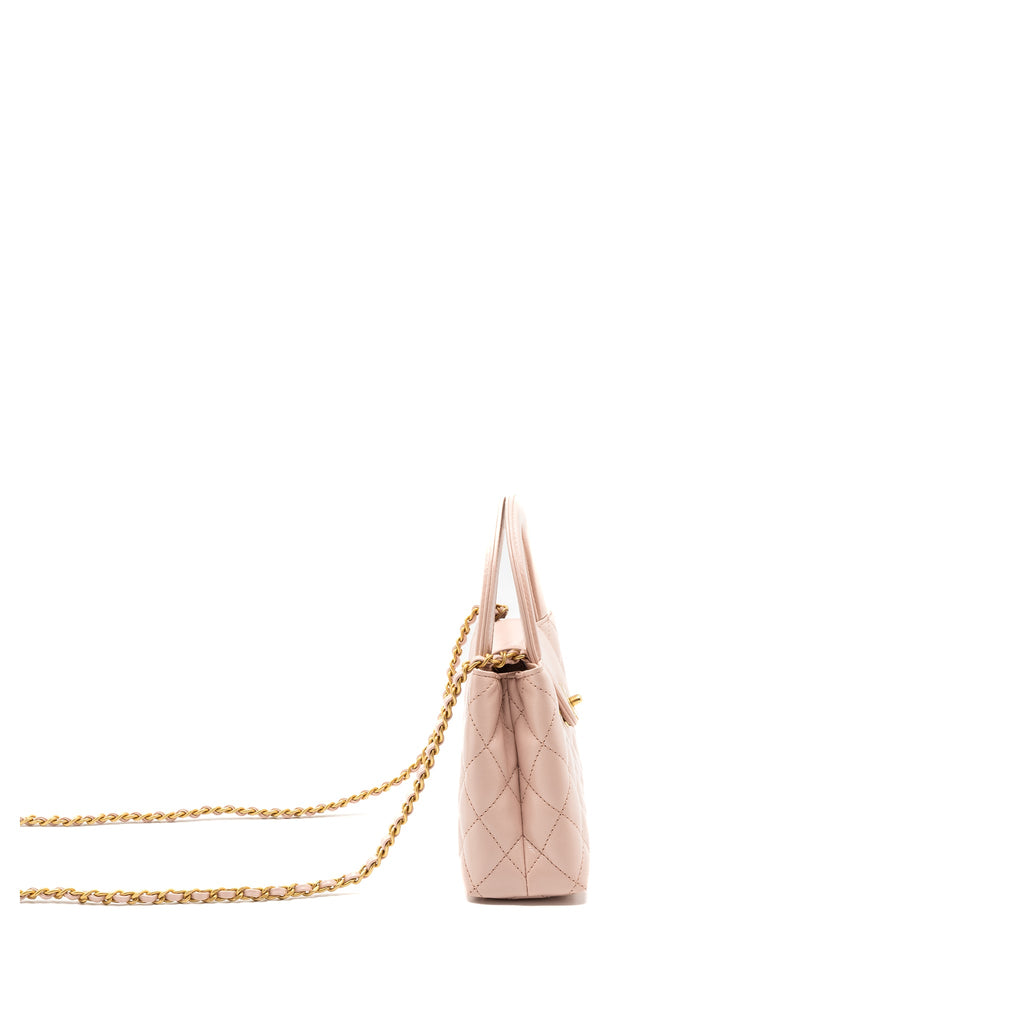 CHANEL 23K MINI SHOPPING BAG CALFSKIN LIGHT PINK  BRUSHED GHW(MICROCHIP)