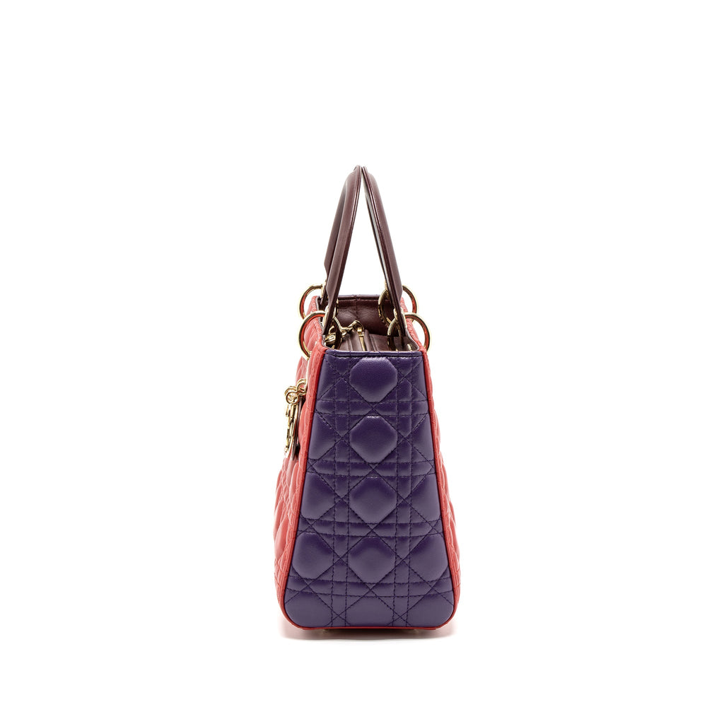 DIOR MEDIUM LADY DIOR BAG LAMBSKIN RED/MULTICOLOUR LGHW