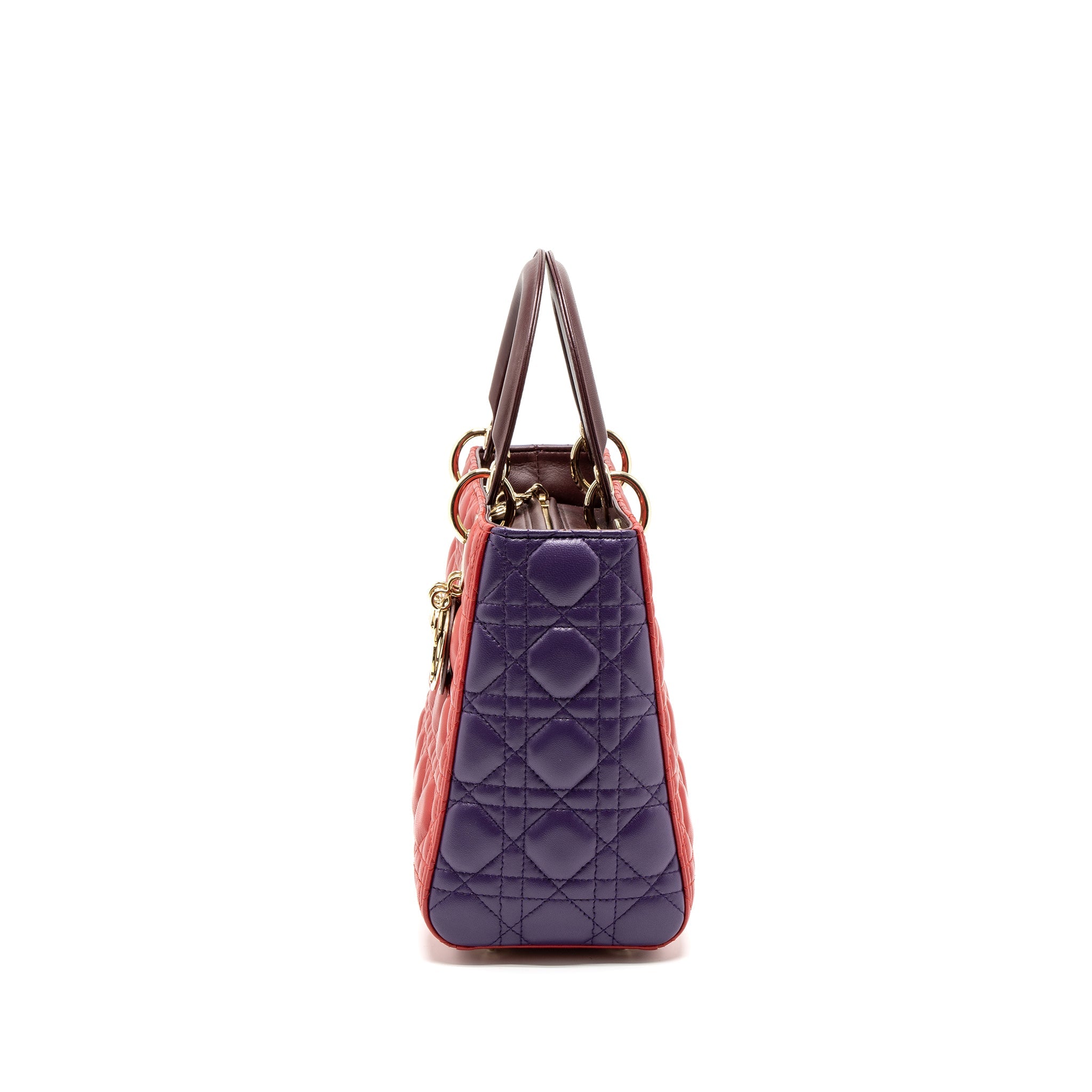 DIOR MEDIUM LADY DIOR BAG LAMBSKIN RED/MULTICOLOUR LGHW