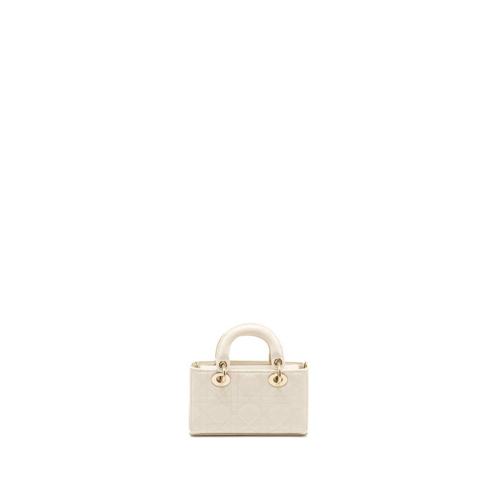DIOR LADY D-JOY MICRO BAG PATENT CREAMY WHITE LGHW