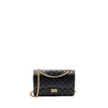 CHANEL SMALL 2.55 REISSUE DOUBLE FLAP BAG AGED CALFSKIN BLACK GHW