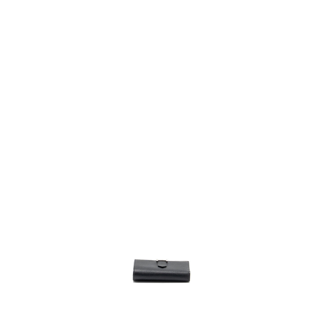 HERMES BEARN COMBINE TRI-FOLD COMPACT WALLET CHEVRE MYSORE BLACK SHW