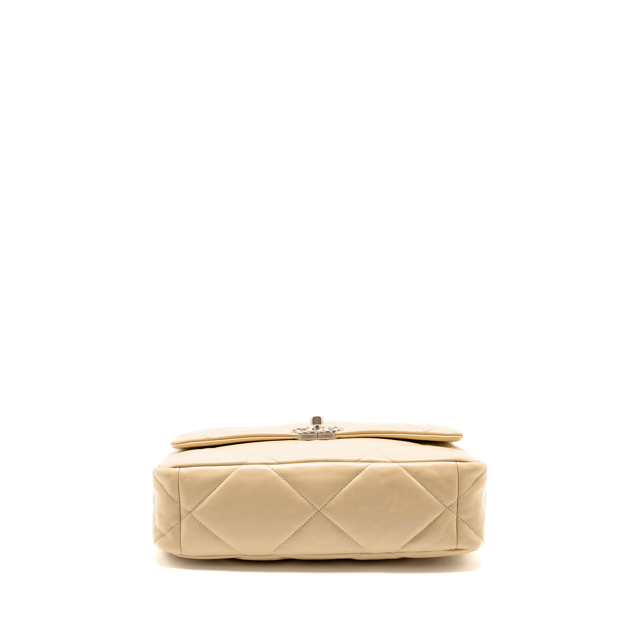 CHANEL LARGE 19 BAG LAMBSKIN LIGHT BEIGE MULTICOLOUR HARDWARE (MICROCHIP)