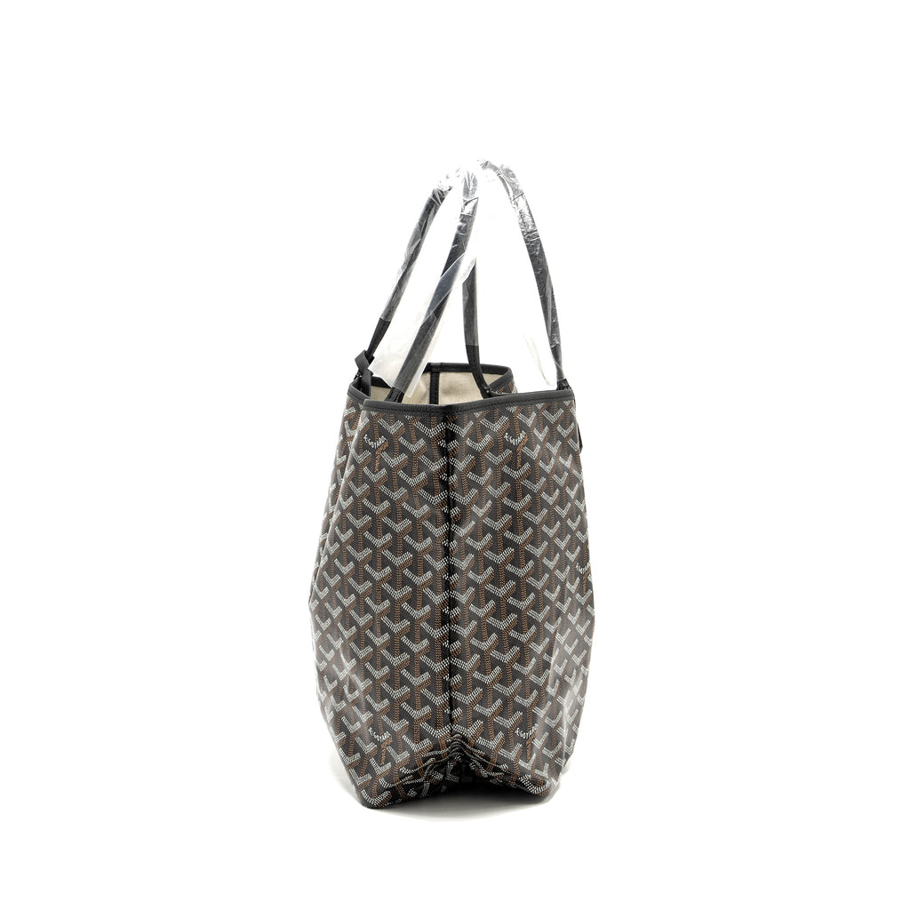 GOYARD SAINT LOUIS PM TOTE BAG GOYARDINE CANVAS/CALFSKIN BLACK SHW