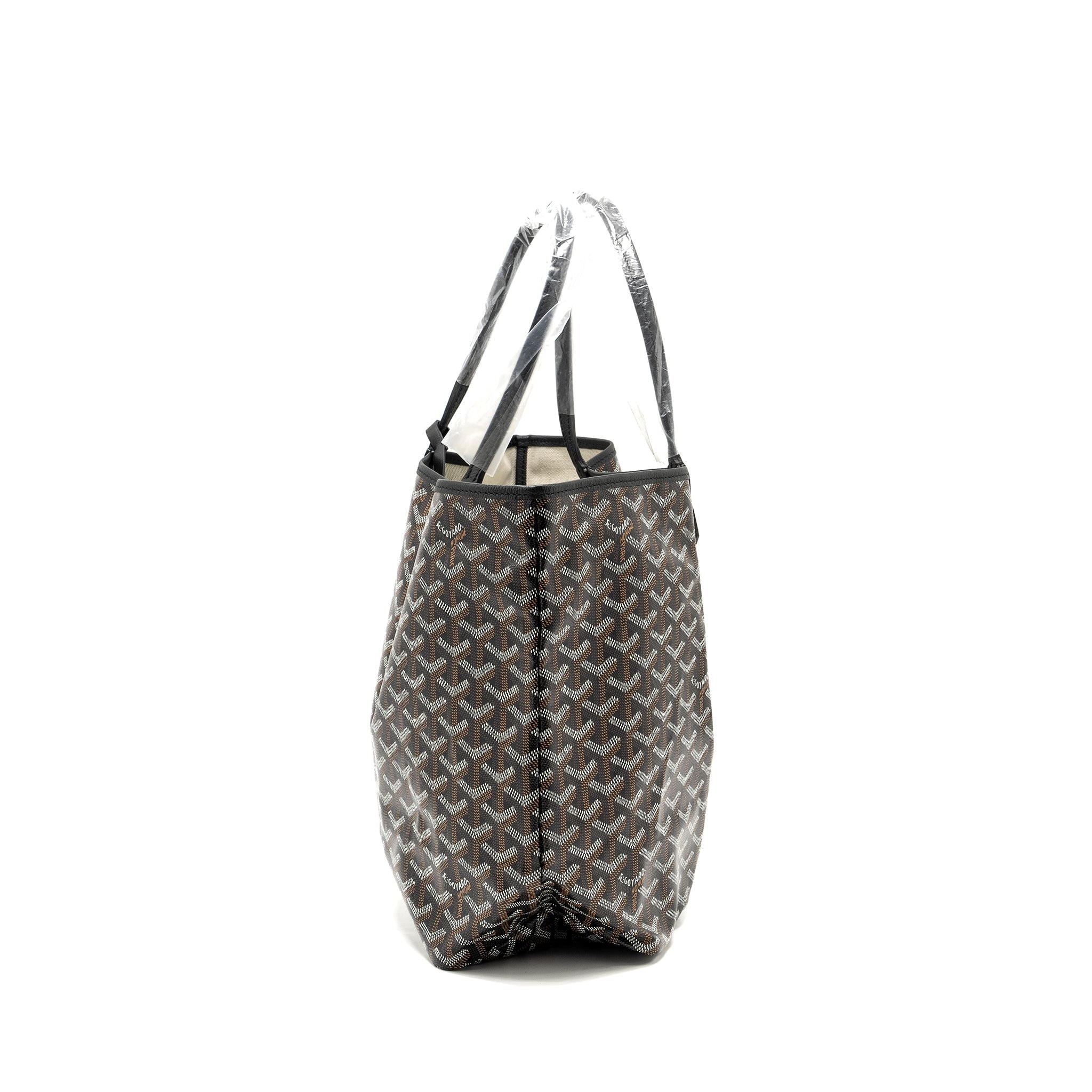 GOYARD SAINT LOUIS PM TOTE BAG GOYARDINE CANVAS/CALFSKIN BLACK SHW