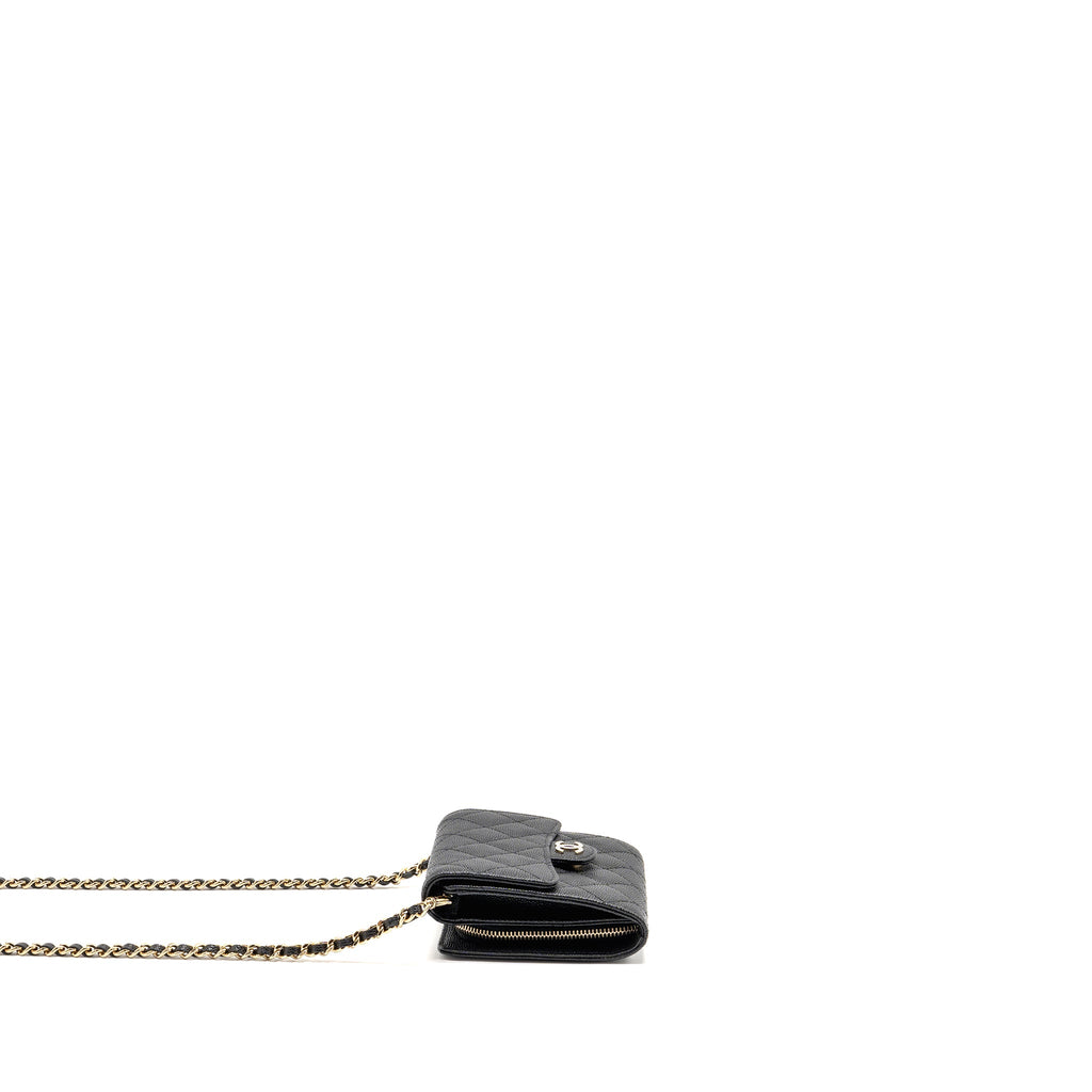 CHANEL 23P MINI CLUTCH WITH CHAIN CAVIAR BLACK LGHW (MICROCHIP)