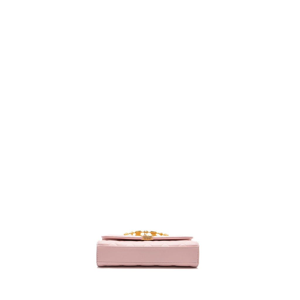 CHANEL 22B FLAP BAG WITH ENAMEL TOP HANDLE LAMBSKIN LIGHT PINK GHW (MICROCHIP)
