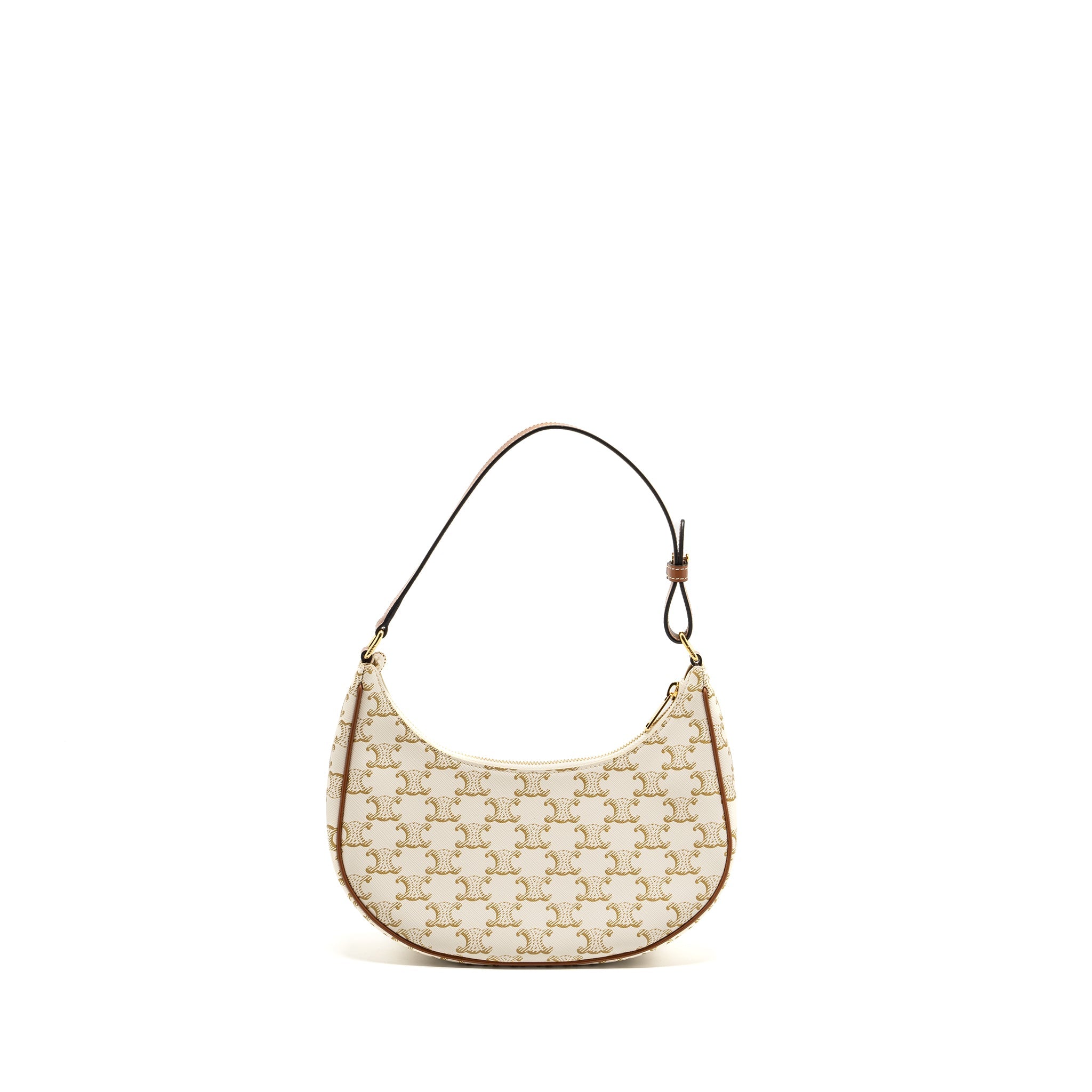 CELINE AVA BAG TRIOMPHE CANVAS/CALFSKIN WHITE/BROWN GHW