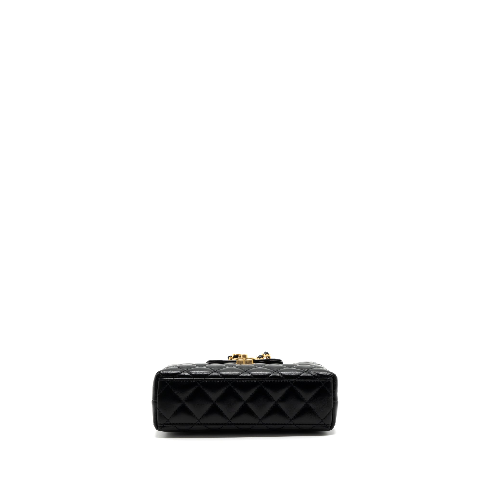 CHANEL 23K MINI SHOPPING TOTE CALFSKIN BLACK BRUSHED GHW(MICROCHIP)